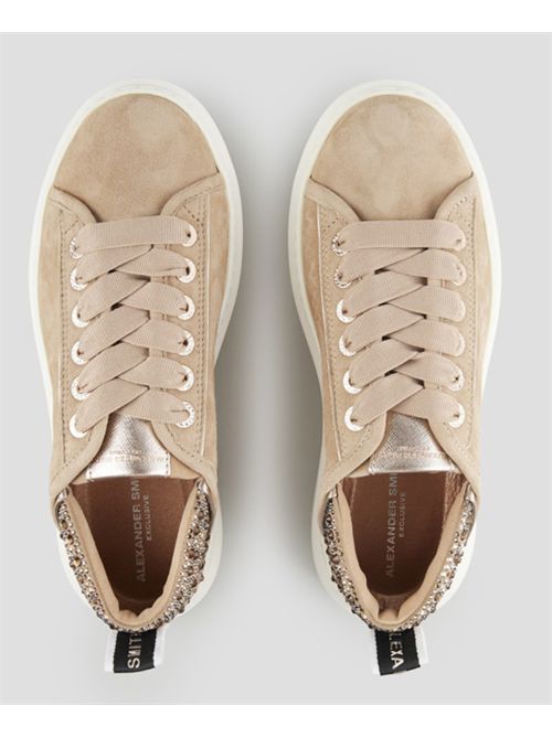 Sneaker Wembley in suede beige e tallone con strass Alexander Smith ALEXANDER SMITH | ASBCWYW0510-CML